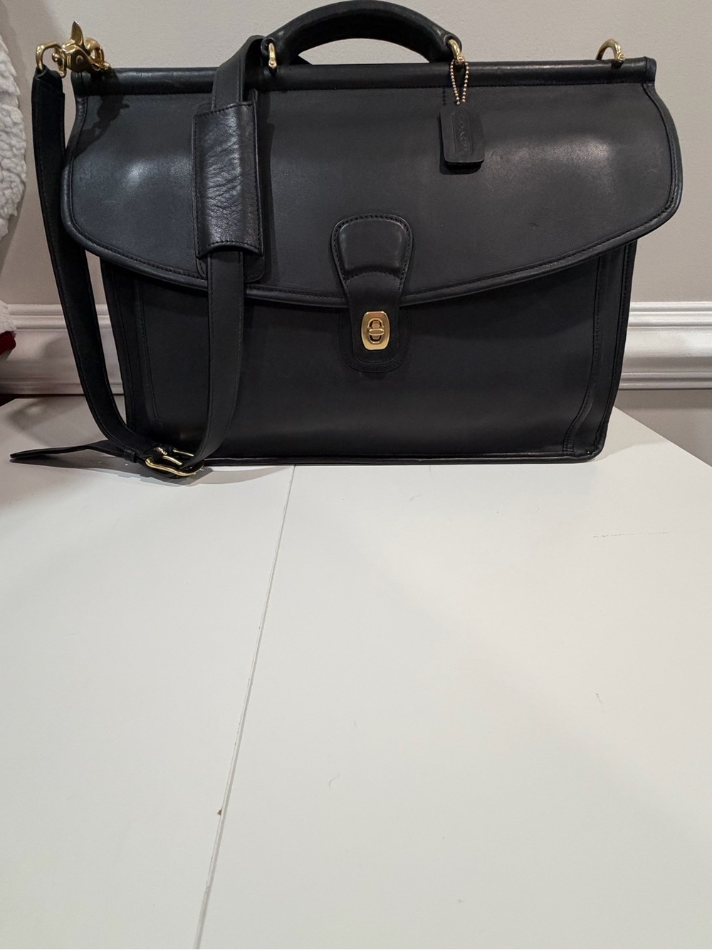 Men's Black Coach Leather Briefcase